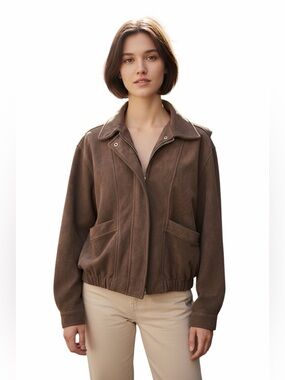 VINTAGE FAUX SUEDE BOMBER JACKET.